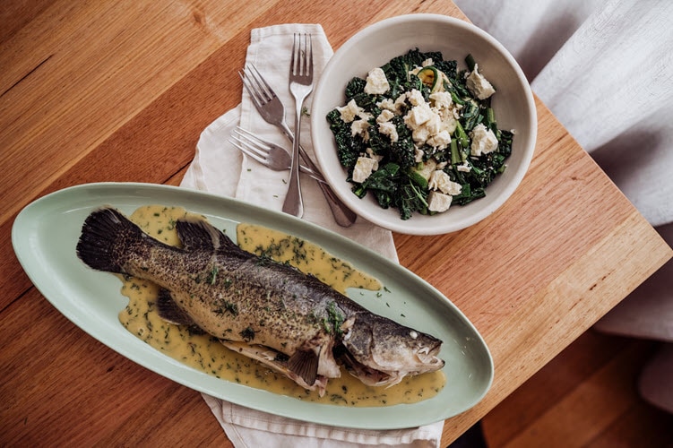 Poached Murray Cod with Dill Butter Sauce