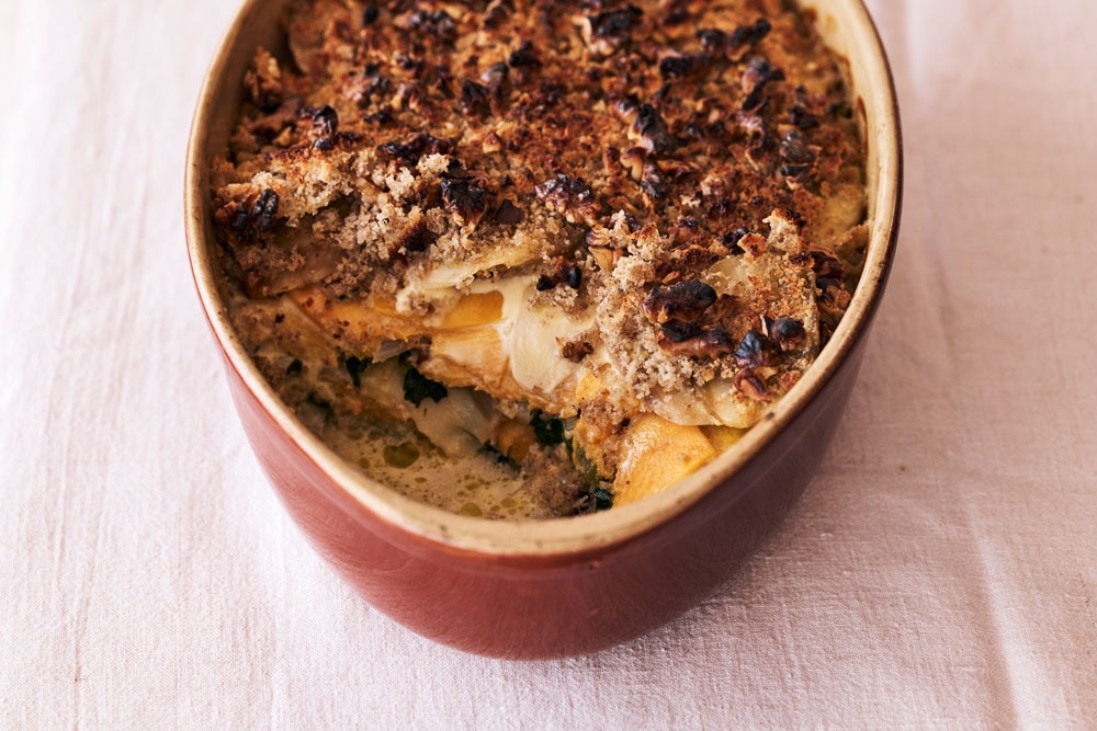 Pumpkin and Silverbeet Gratin with Sage Cream